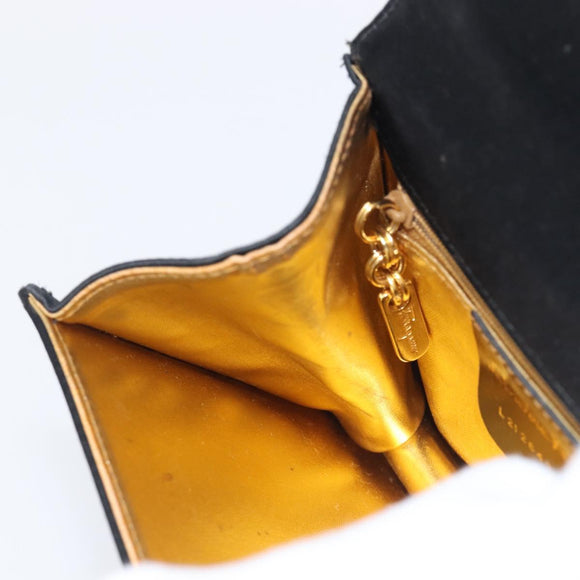 Salvatore Ferragamo Hand Bag Satin Black Gold Auth 211170A