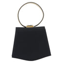 Salvatore Ferragamo Hand Bag Satin Black Gold Auth 211170A-3
