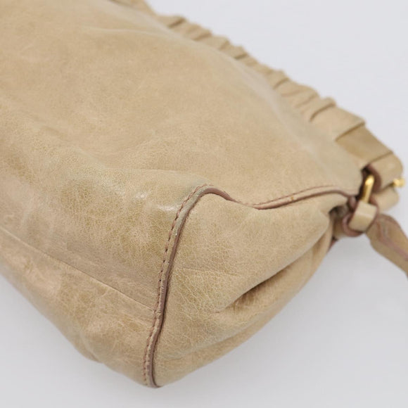 Miu Miu Shoulder Bag Vitellolux Beige Gold Auth 211172V