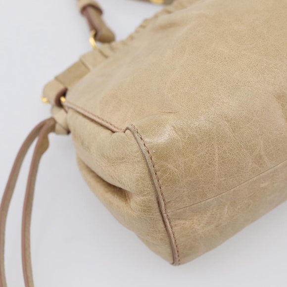 Miu Miu Shoulder Bag Vitellolux Beige Gold Auth 211172V