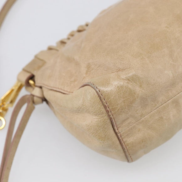 Miu Miu Shoulder Bag Vitellolux Beige Gold Auth 211172V
