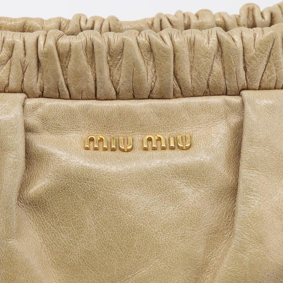 Miu Miu Shoulder Bag Vitellolux Beige Gold Auth 211172V