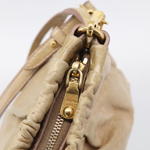 Miu Miu Shoulder Bag Vitellolux Beige Gold Auth 211172V