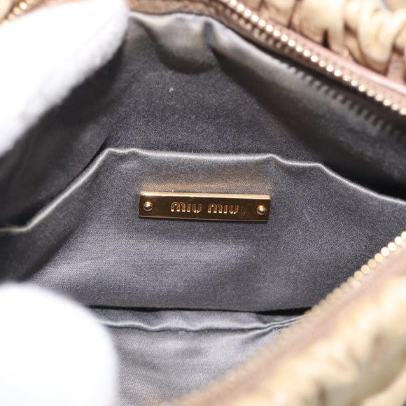 Miu Miu Shoulder Bag Vitellolux Beige Gold Auth 211172V