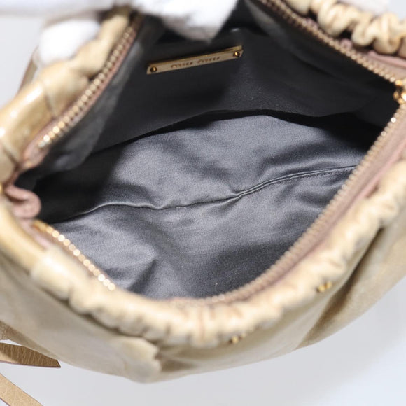 Miu Miu Shoulder Bag Vitellolux Beige Gold Auth 211172V