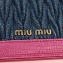 Miu Miu Matelasse Chain Shoulder Bag Denim Leather Navy Gold Tone Auth 211181M-17