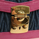 Miu Miu Matelasse Chain Shoulder Bag Denim Leather Navy Gold Tone Auth 211181M-23