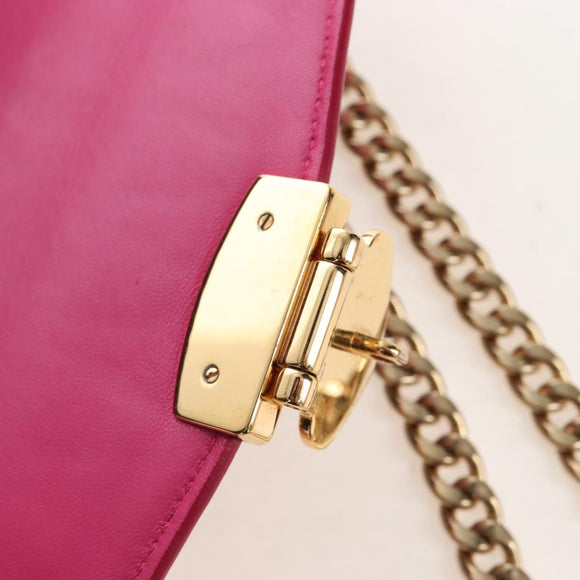 Miu Miu Matelasse Chain Shoulder Bag Denim Leather Navy Gold Tone Auth 211181M