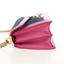 Miu Miu Matelasse Chain Shoulder Bag Denim Leather Navy Gold Tone Auth 211181M-4