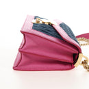 Miu Miu Matelasse Chain Shoulder Bag Denim Leather Navy Gold Tone Auth 211181M-5