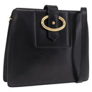Christian Dior Shoulder Bag Leather Black Gold Auth 211182A-1