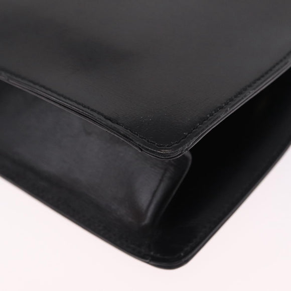 Christian Dior Shoulder Bag Leather Black Gold Auth 211182A