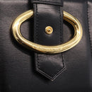 Christian Dior Shoulder Bag Leather Black Gold Auth 211182A-14