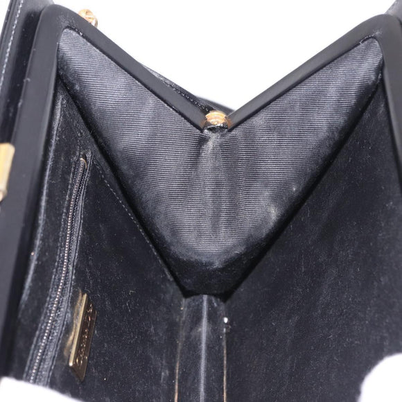 Christian Dior Shoulder Bag Leather Black Gold Auth 211182A