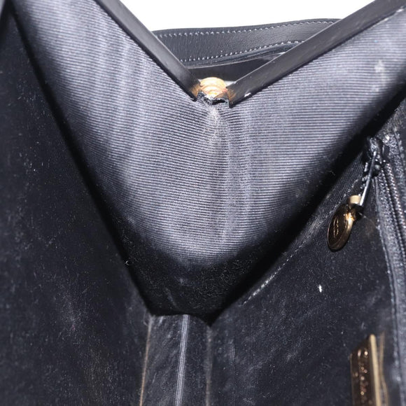Christian Dior Shoulder Bag Leather Black Gold Auth 211182A