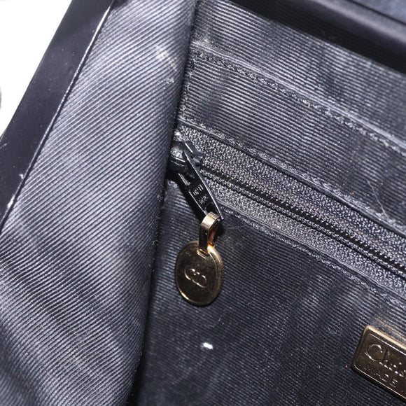 Christian Dior Shoulder Bag Leather Black Gold Auth 211182A