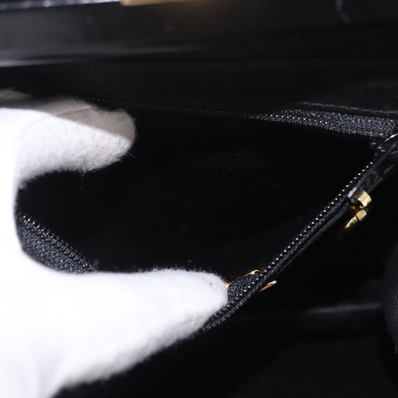 Christian Dior Shoulder Bag Leather Black Gold Auth 211182A