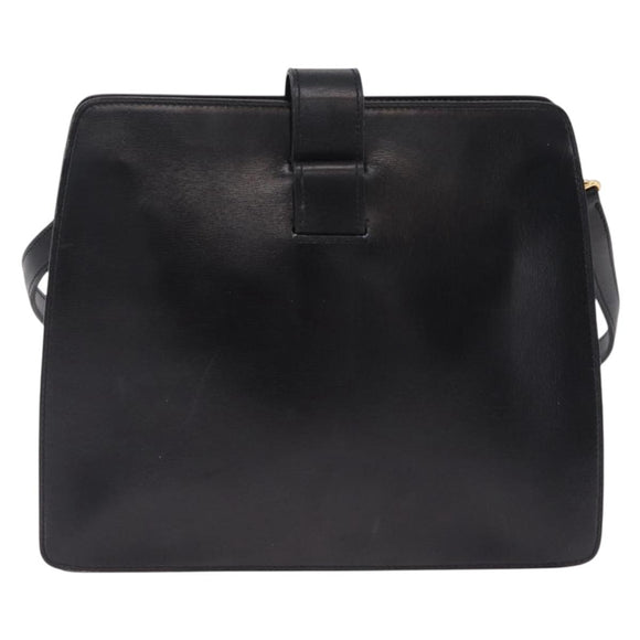 Christian Dior Shoulder Bag Leather Black Gold Auth 211182A