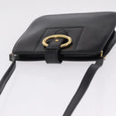 Christian Dior Shoulder Bag Leather Black Gold Auth 211182A-6