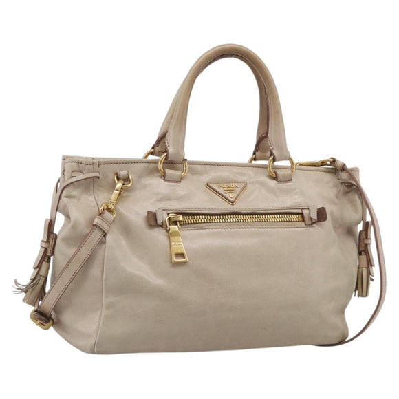 PRADA Matelasse Hand Bag Leather 2way Pink Gold Auth 211185V