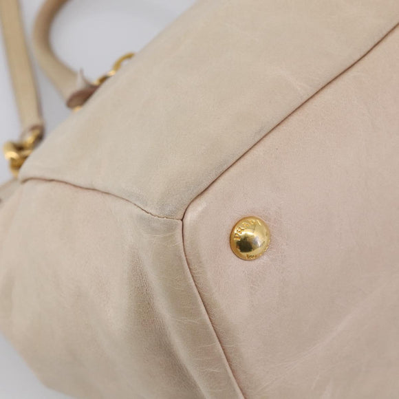 PRADA Matelasse Hand Bag Leather 2way Pink Gold Auth 211185V