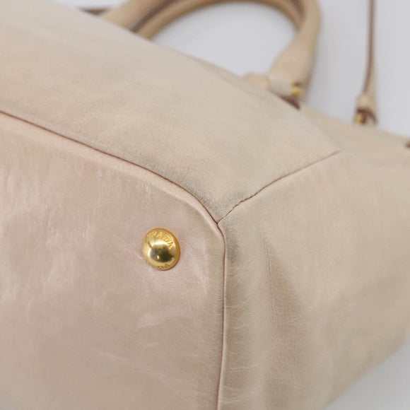 PRADA Matelasse Hand Bag Leather 2way Pink Gold Auth 211185V
