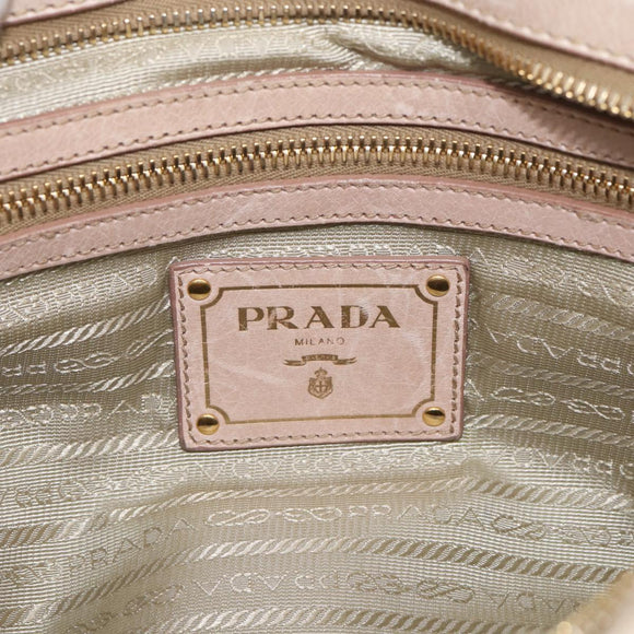 PRADA Matelasse Hand Bag Leather 2way Pink Gold Auth 211185V