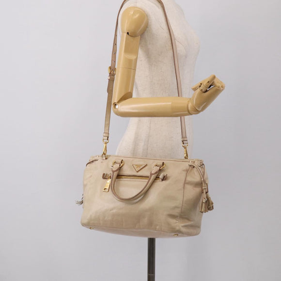 PRADA Matelasse Hand Bag Leather 2way Pink Gold Auth 211185V