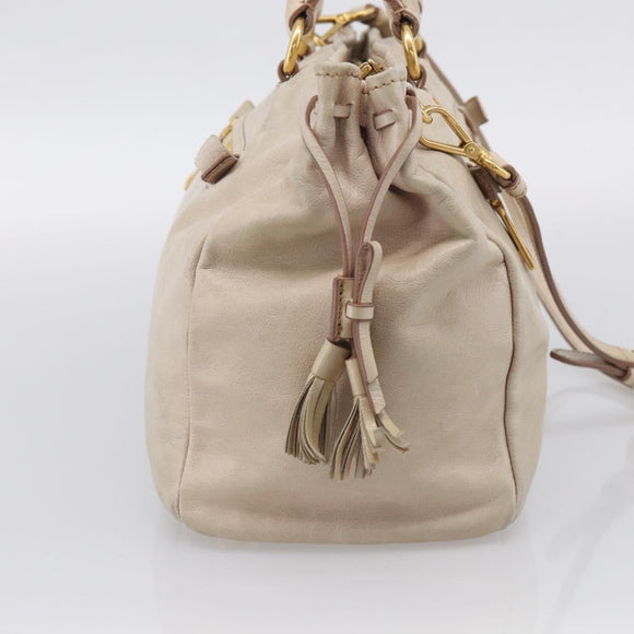 PRADA Matelasse Hand Bag Leather 2way Pink Gold Auth 211185V
