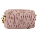 Miu Miu Matelasse Shoulder Bag Leather Pink Gold Auth 211190A-1