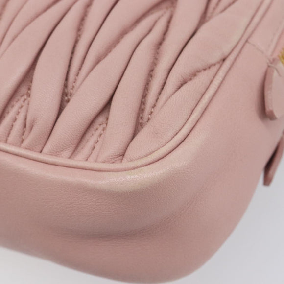 Miu Miu Matelasse Shoulder Bag Leather Pink Gold Auth 211190A