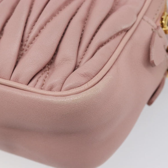Miu Miu Matelasse Shoulder Bag Leather Pink Gold Auth 211190A
