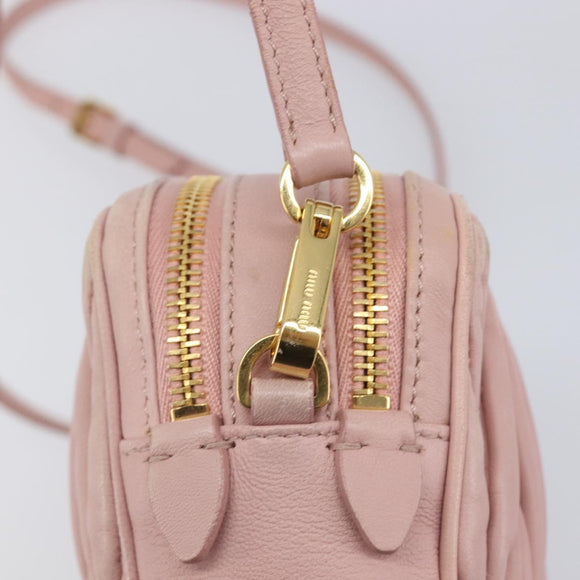 Miu Miu Matelasse Shoulder Bag Leather Pink Gold Auth 211190A