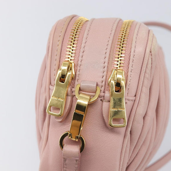 Miu Miu Matelasse Shoulder Bag Leather Pink Gold Auth 211190A