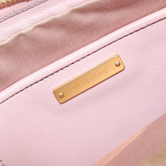 Miu Miu Matelasse Shoulder Bag Leather Pink Gold Auth 211190A