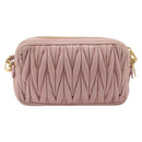 Miu Miu Matelasse Shoulder Bag Leather Pink Gold Auth 211190A-3