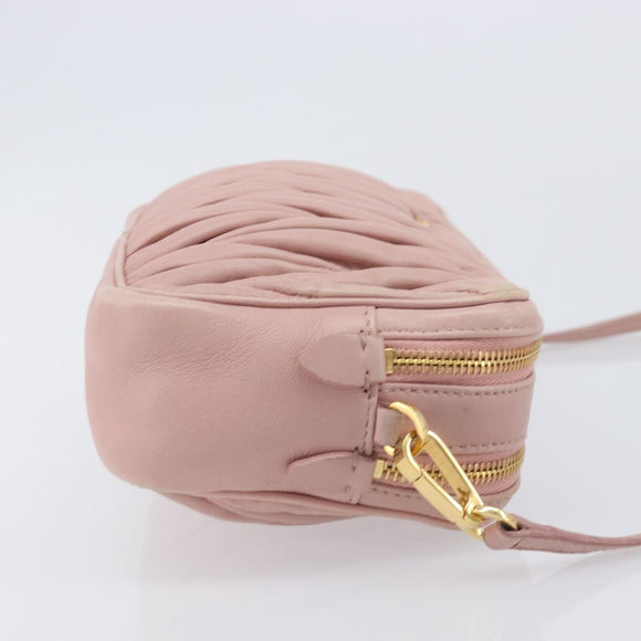 Miu Miu Matelasse Shoulder Bag Leather Pink Gold Auth 211190A