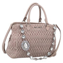 Miu Miu Matelasse Hand Bag Leather 2way Pink Gold Auth 211191A-1