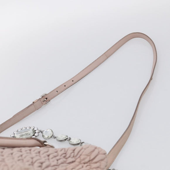 Miu Miu Matelasse Hand Bag Leather 2way Pink Gold Auth 211191A