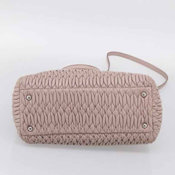 Miu Miu Matelasse Hand Bag Leather 2way Pink Gold Auth 211191A