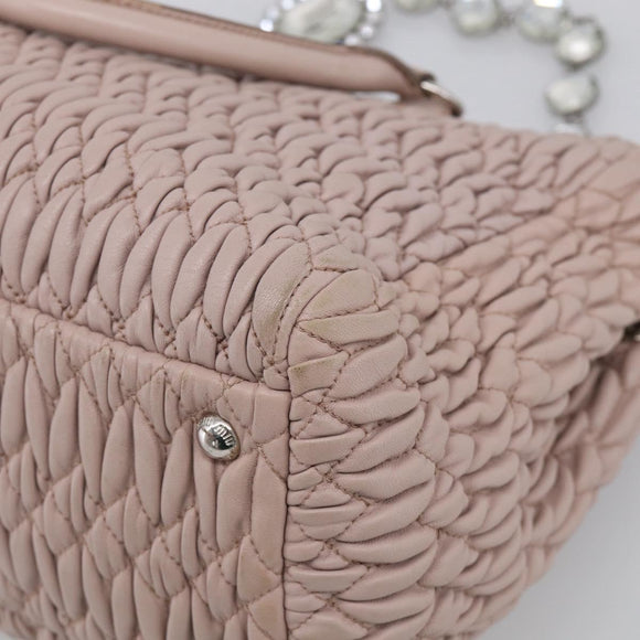 Miu Miu Matelasse Hand Bag Leather 2way Pink Gold Auth 211191A