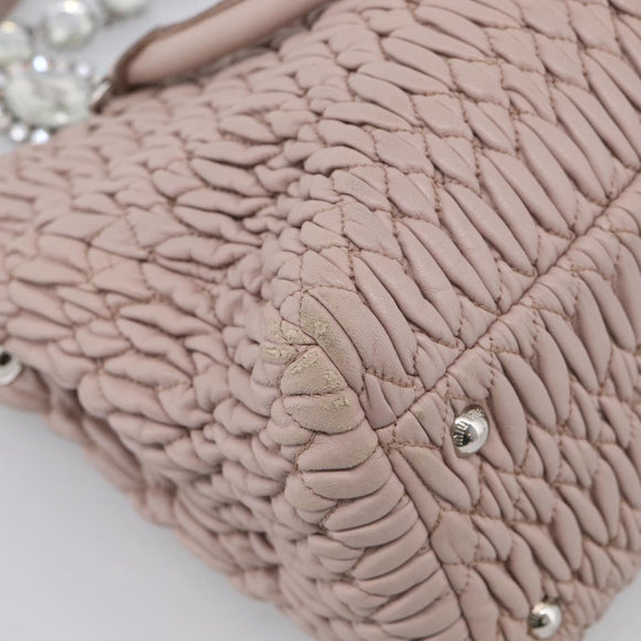 Miu Miu Matelasse Hand Bag Leather 2way Pink Gold Auth 211191A