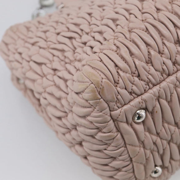 Miu Miu Matelasse Hand Bag Leather 2way Pink Gold Auth 211191A