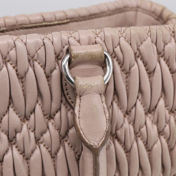 Miu Miu Matelasse Hand Bag Leather 2way Pink Gold Auth 211191A