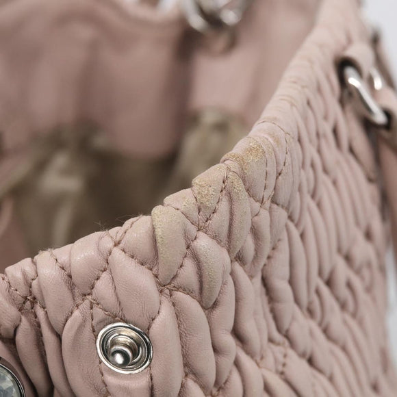 Miu Miu Matelasse Hand Bag Leather 2way Pink Gold Auth 211191A