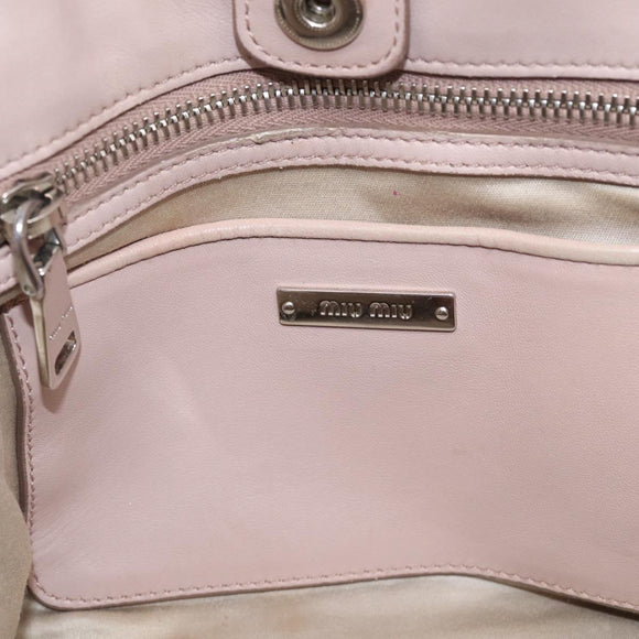 Miu Miu Matelasse Hand Bag Leather 2way Pink Gold Auth 211191A