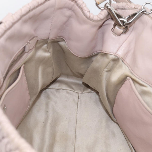 Miu Miu Matelasse Hand Bag Leather 2way Pink Gold Auth 211191A