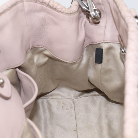 Miu Miu Matelasse Hand Bag Leather 2way Pink Gold Auth 211191A