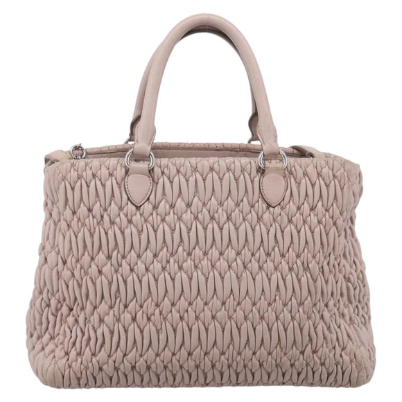 Miu Miu Matelasse Hand Bag Leather 2way Pink Gold Auth 211191A