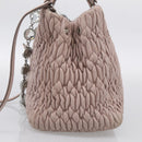 Miu Miu Matelasse Hand Bag Leather 2way Pink Gold Auth 211191A-5